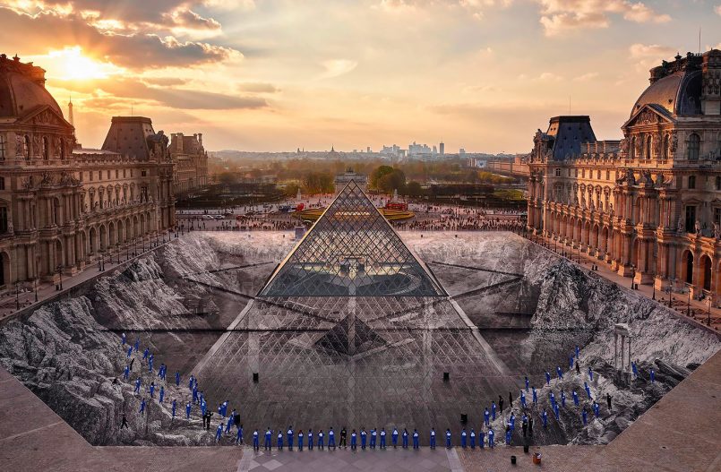 The Louvre Transformed Large Scale Optical Illusion By JR Daily