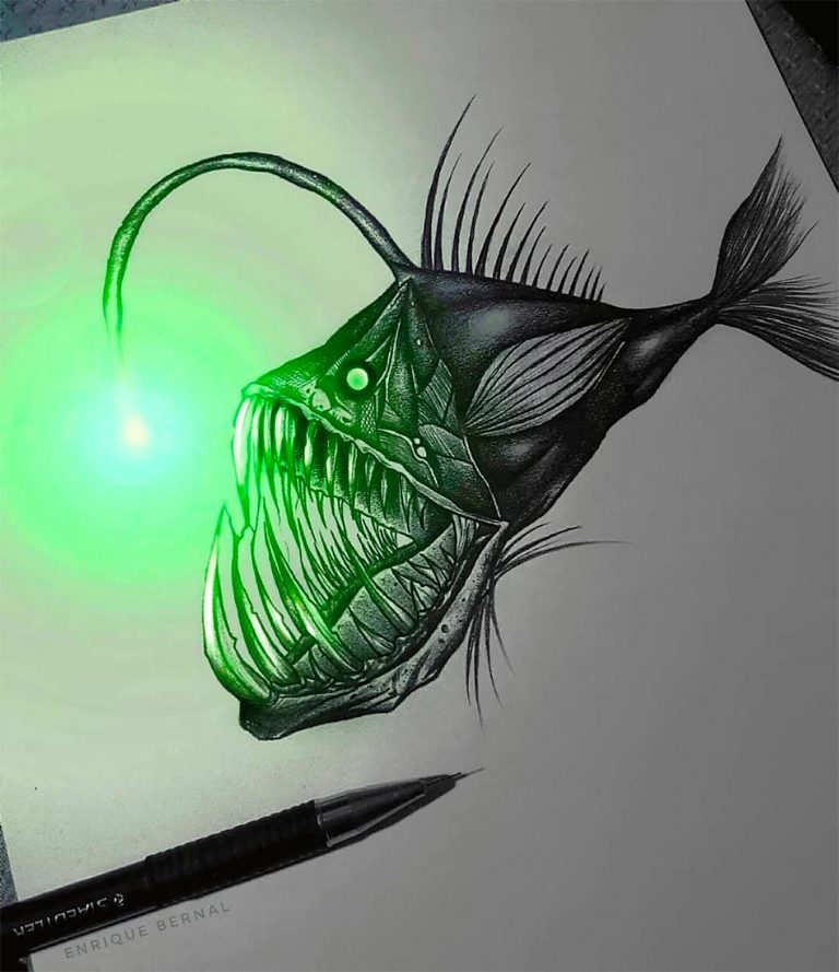 Lit Fluorescent Pencil Drawings by Enrique Bernal Daily design