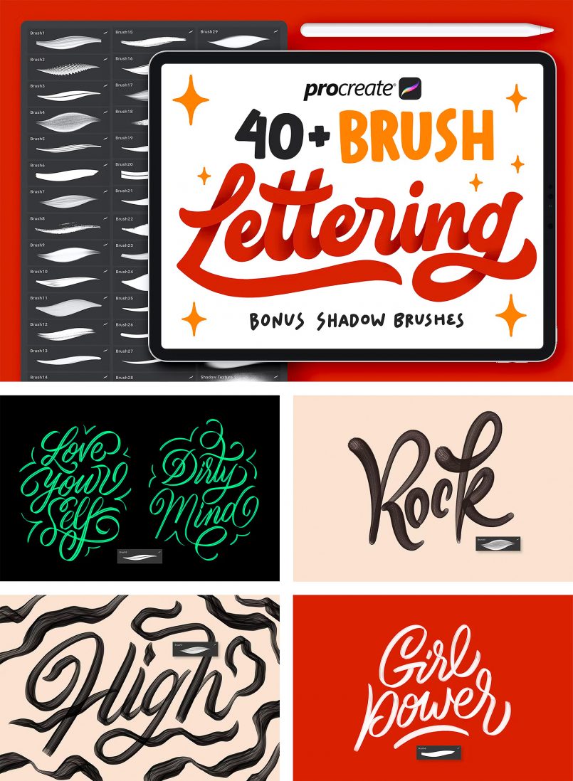 Procreate Script Easy Writing Letter Stamp Font Tattoo Brush 